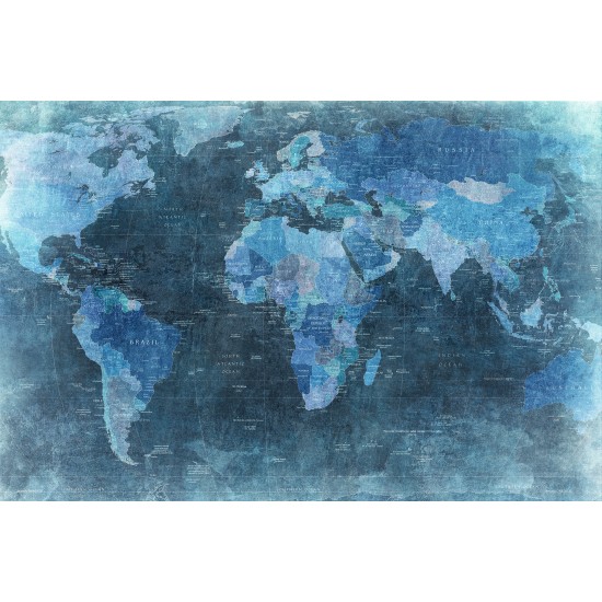 World Map, Blue