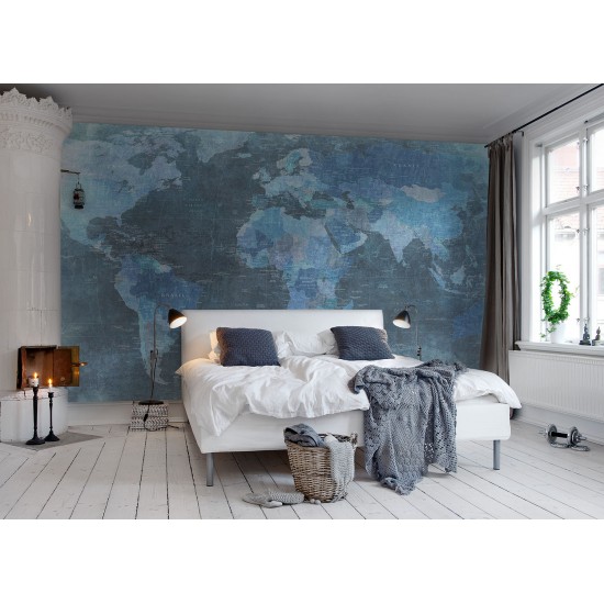 World Map, Blue World Map, Blue